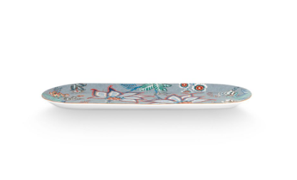 Flower Festival Mavi Oval Kek Servis Tabağı 33 cm