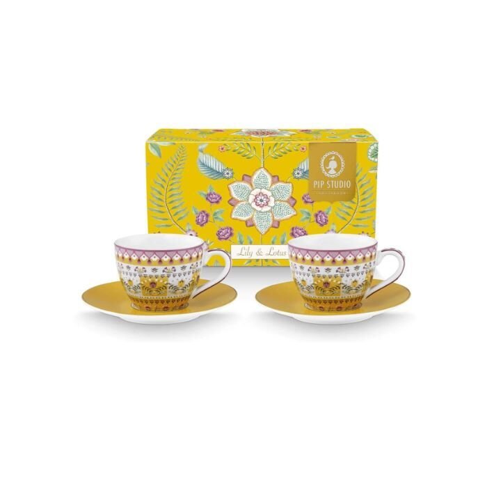 Lily & Lotus Sarı İkili Kahve Fincanı Seti 120 ml