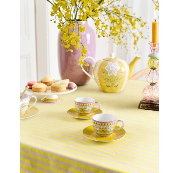 Lily & Lotus Sarı İkili Kahve Fincanı Seti 120 ml