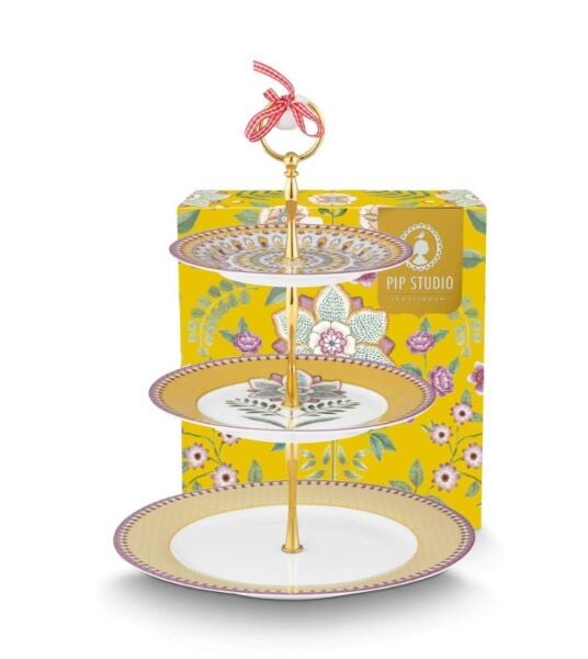 Lily & Lotus Sarı 3 Katlı Kek Standı