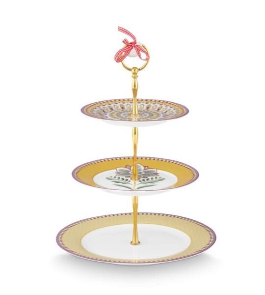 Lily & Lotus Sarı 3 Katlı Kek Standı