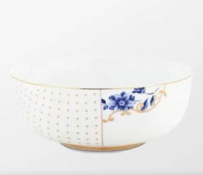 Royal Beyaz Kase Altın Çiçek Desenli 17 cm