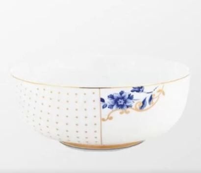Royal Beyaz Kase Altın Çiçek Desenli 17 cm