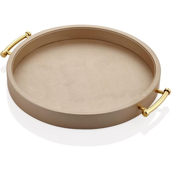 El Yapımı Deri Yuvarlak Tepsi