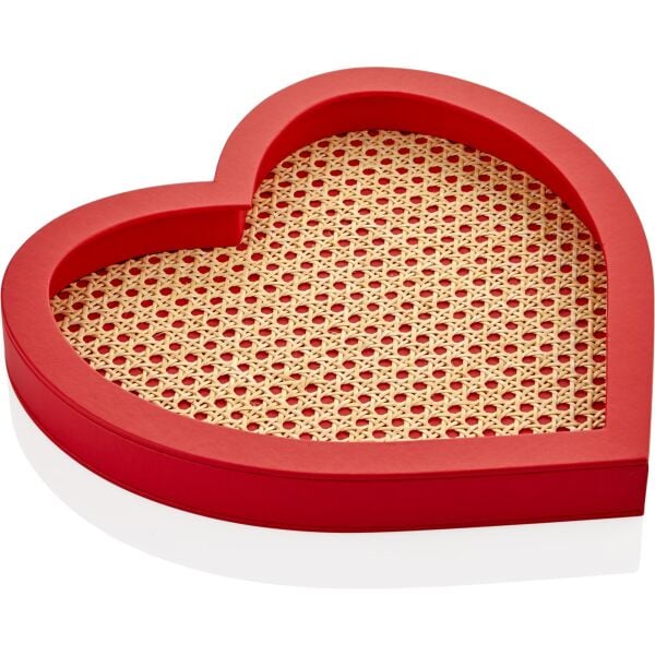 Deri El Yapımı Kırmızı Kupa Rattan Tepsi