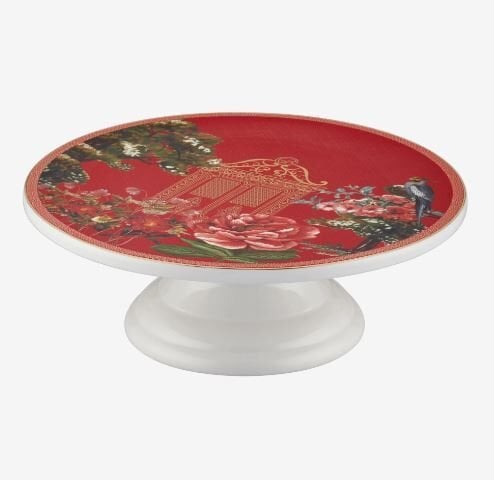 Kırmızı Porselen Kek Standı 26 Cm Magic Garden