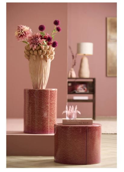 Chulilla Seramik Koyu Pembe Yan Sehpa 33x44 cm