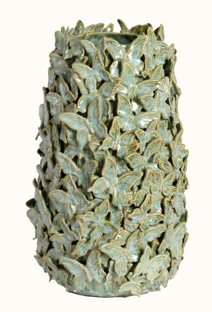 Mariposa Nane Yeşili Seramik Vazo 23x36,5 cm