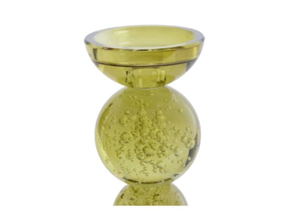 Itınga Cam Baloncuk Zeytin Yeşili Şamdan 10x26,5 cm