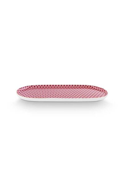 Flower Festival Kırmızı Oval Servis Tabağı 25 cm