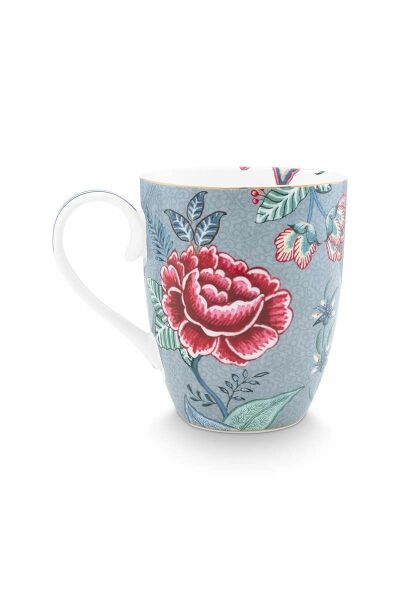Flower Festival Mavi Tek Kişilik Çay Seti 350 ml