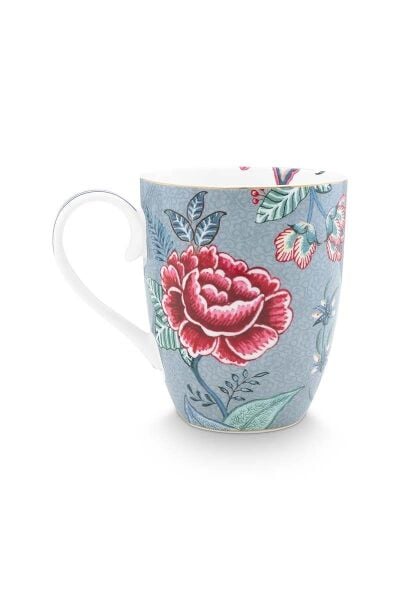 Flower Festival Mavi Tek Kişilik Çay Seti 350 ml