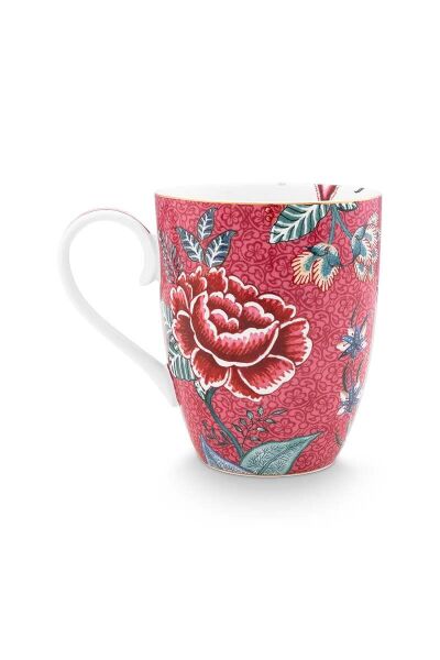 Flower Festival Kırmızı Tek Kişilik Çay Seti 350 ml
