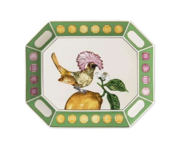 Idyllia Green Yeşil Porselen Dekoratif Tabak 20x16 cm
