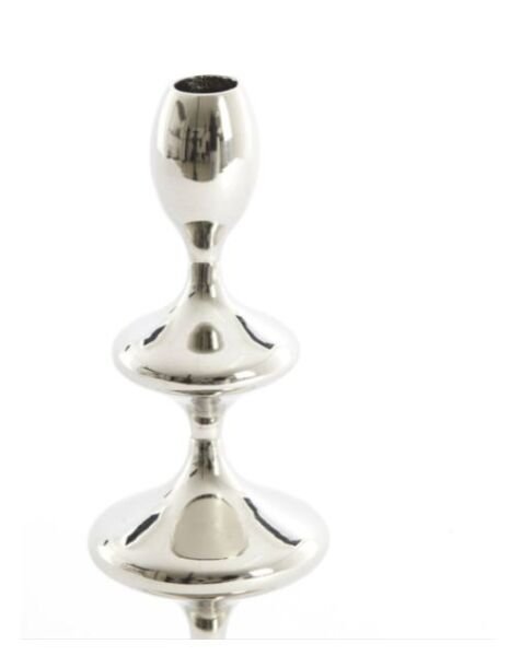 Vireen Metal Şamdan – Nikel / Gümüş (Ø10,5 x 34,5 cm)