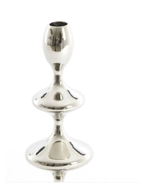Vireen Metal Şamdan – Nikel / Gümüş (Ø10,5 x 34,5 cm)