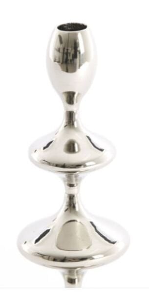 Vireen Metal Şamdan – Nikel / Gümüş (Ø10 x 27 cm)