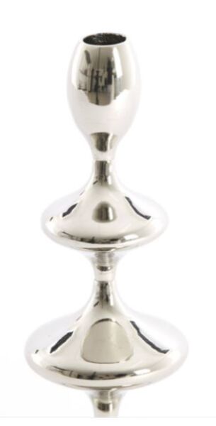 Vireen Metal Şamdan – Nikel / Gümüş (Ø10 x 27 cm)