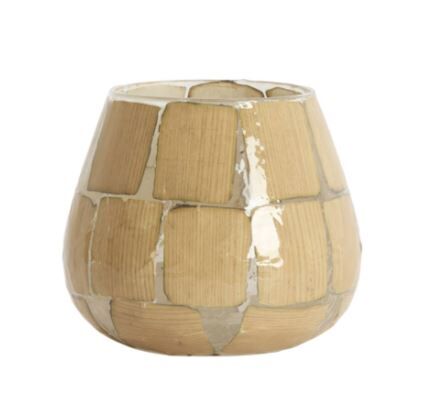Kuala Cam Tealight – Şeffaf + Toprak renk (Ø14 x 14 cm)
