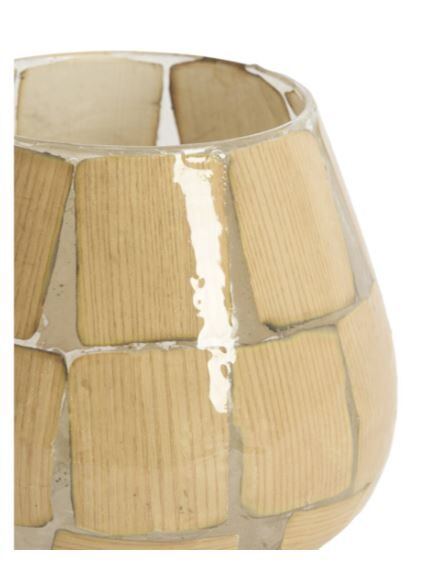 Kuala Cam Tealight – Şeffaf + Toprak renk (Ø14 x 14 cm)