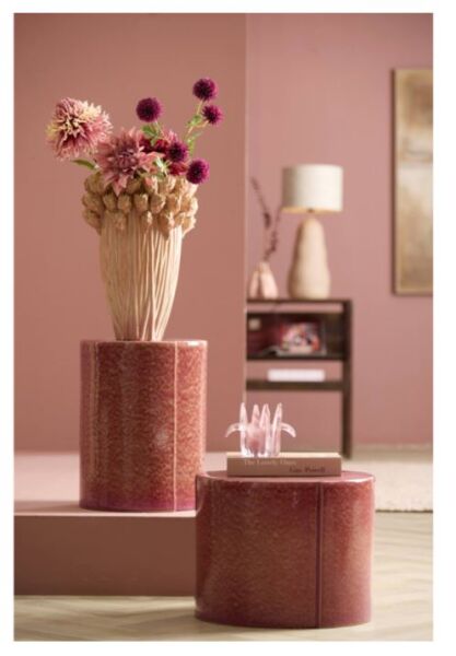 Chulilla Seramik Yan Sehpa – Koyu Pembe (Ø42 x 34 cm)