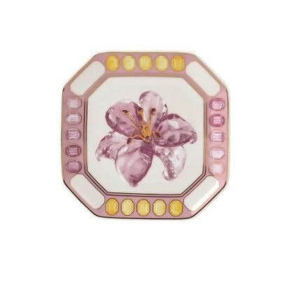 Idyllia Pink Lily Pembe Porselen Dekoratif Tabak 11x11 cm