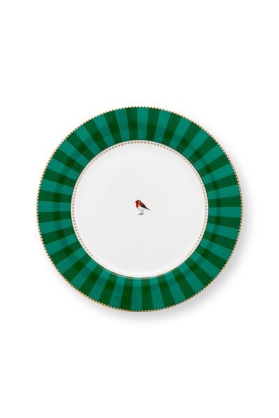 Love Birds Yeşil Çizgili Yemek Tabağı 26,5 cm