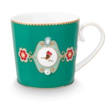 Love Birds Yeşil Madalyon Desenli  Küçük Mug 150 ml