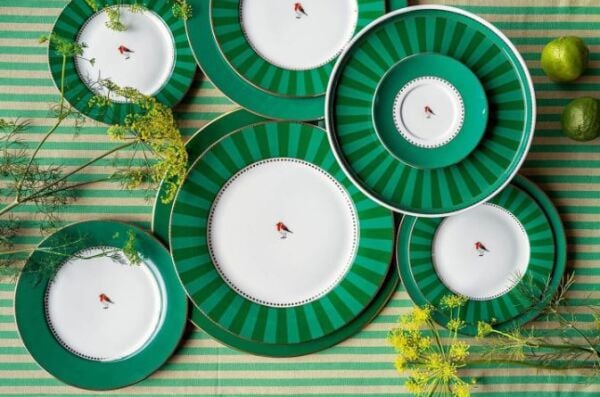 Love Birds Yeşil Madalyon Desenli  Küçük Mug 150 ml