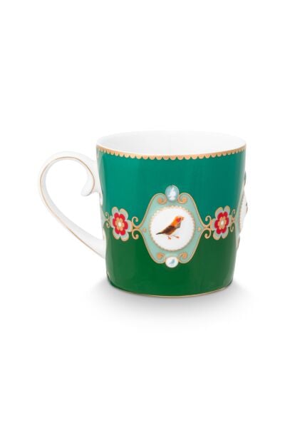 Love Birds Yeşil Renkli Madalyon Desenli Küçük Mug 150 ml