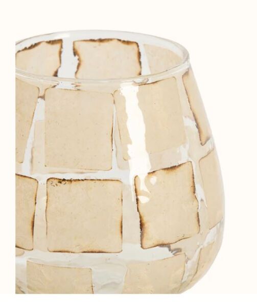 Kuala Cam Tealight Mumluk Şeffaf & Kum – 11x11 cm