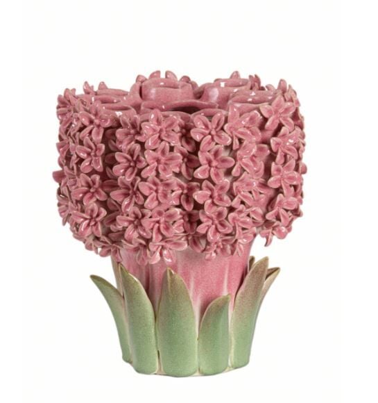 Flower Seramik Dekoratif Vazo Pembe+Yeşil – 30x29x32,5 cm