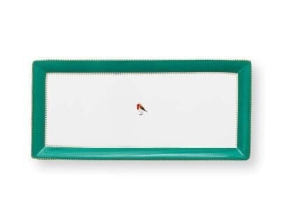 Love Birds Yeşil Servis Tabaği 33.3x15.5cm