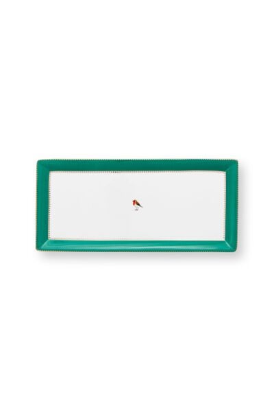 Love Birds Yeşil Servis Tabaği 33.3x15.5cm