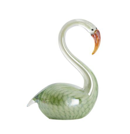 Swan Cam Dekoratif Obje Yeşil – 13x8x20 cm