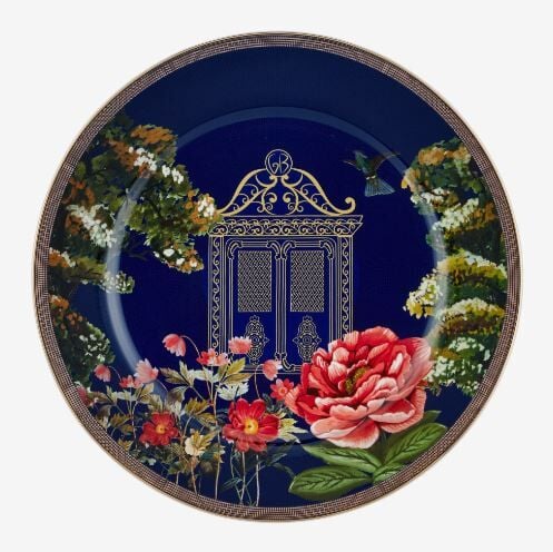Lacivert Porselen Yemek Tabağı 26 Cm Magic Garden Collection