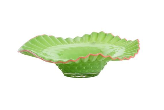 Berane Cam Dekoratif Tabak Yeşil+Pembe – Ø42x12 cm