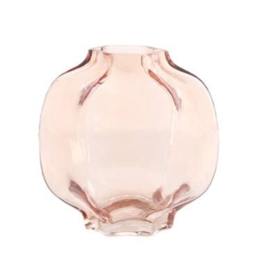 Falzes Cam Dekoratif Vazo Şeffaf Pembe – Ø18x18 cm