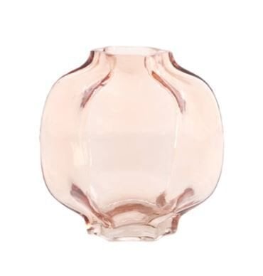 Falzes Cam Dekoratif Vazo Şeffaf Pembe – Ø18x18 cm