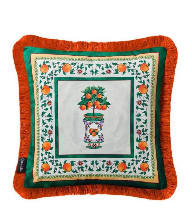 Carpe Diem Portakal Desenli Yastık 45 x 45 cm