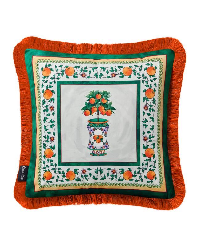 Carpe Diem Portakal Desenli Yastık 45 x 45 cm