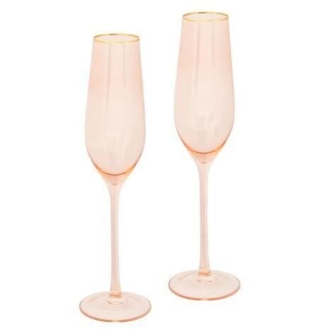 Champagne Flute Rose Crystal - Set of 2