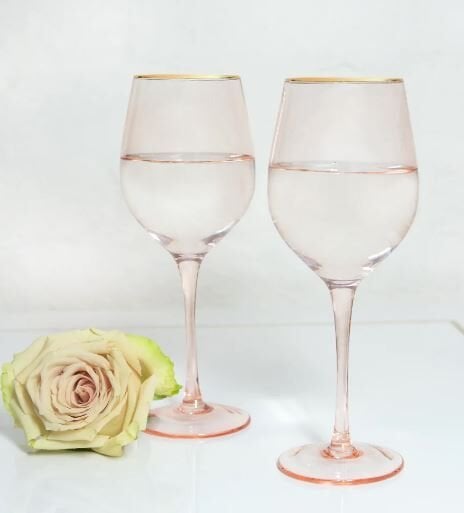 Wine Glass Rose Crystal - Set of 2