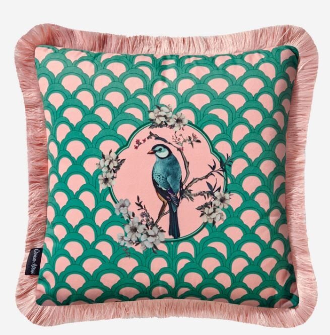 VERDE ROSA KUŞ DESENLİ YASTIK 45*45 CM