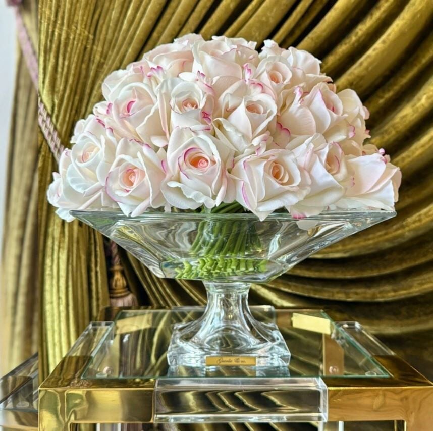 49 gül tomurcuk krem pembe kristal