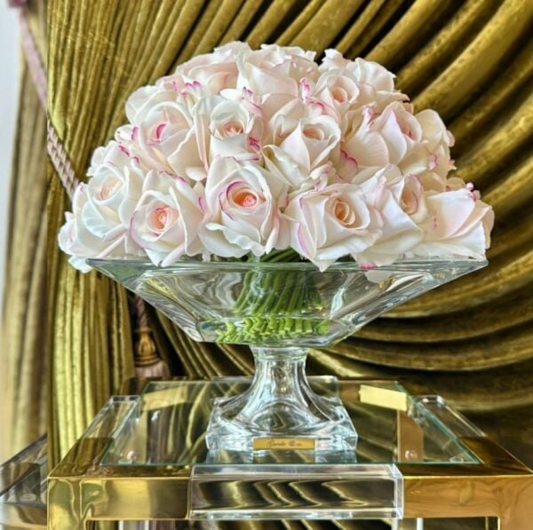 49 gül tomurcuk krem pembe kristal