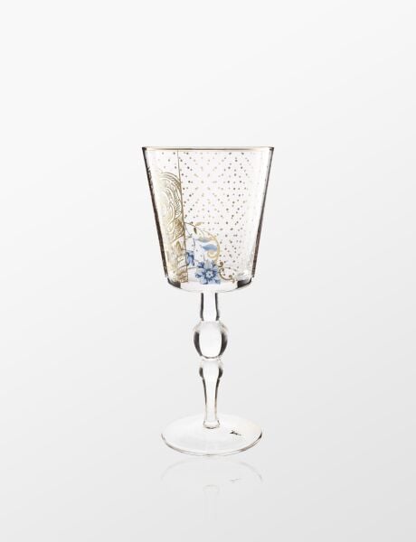 Royal Şarap Kadehi Altın Çiçek Desenli 360 ml