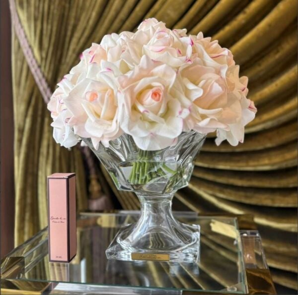 19 gül krem pembe kristal