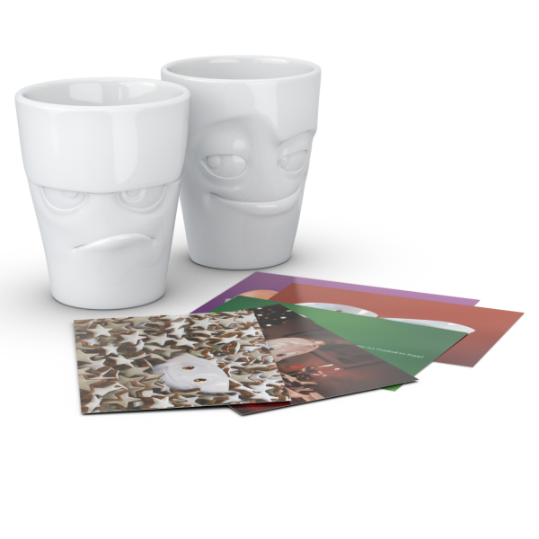 Grumpy & Impish- beyaz ikili bardak seti, 350 ml