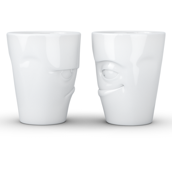 Grumpy & Impish- beyaz ikili bardak seti, 350 ml